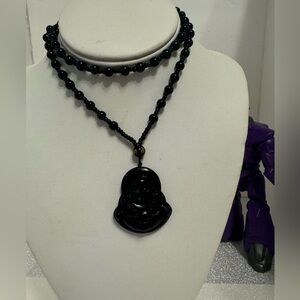 60 INCHES BLACK BUDDAH NECKLACE  DENKAYS STATMENT NECKLACE